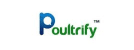 Logo of poultrify, featuring the letter 'p' in blue and the word 'poultrify' in green, with a stylized leaf design on the letter 'y'.