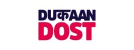 Logo featuring the hindi text "दुकान दोस्त" and the english translation "dukaan dost" in red and blue on a white background.