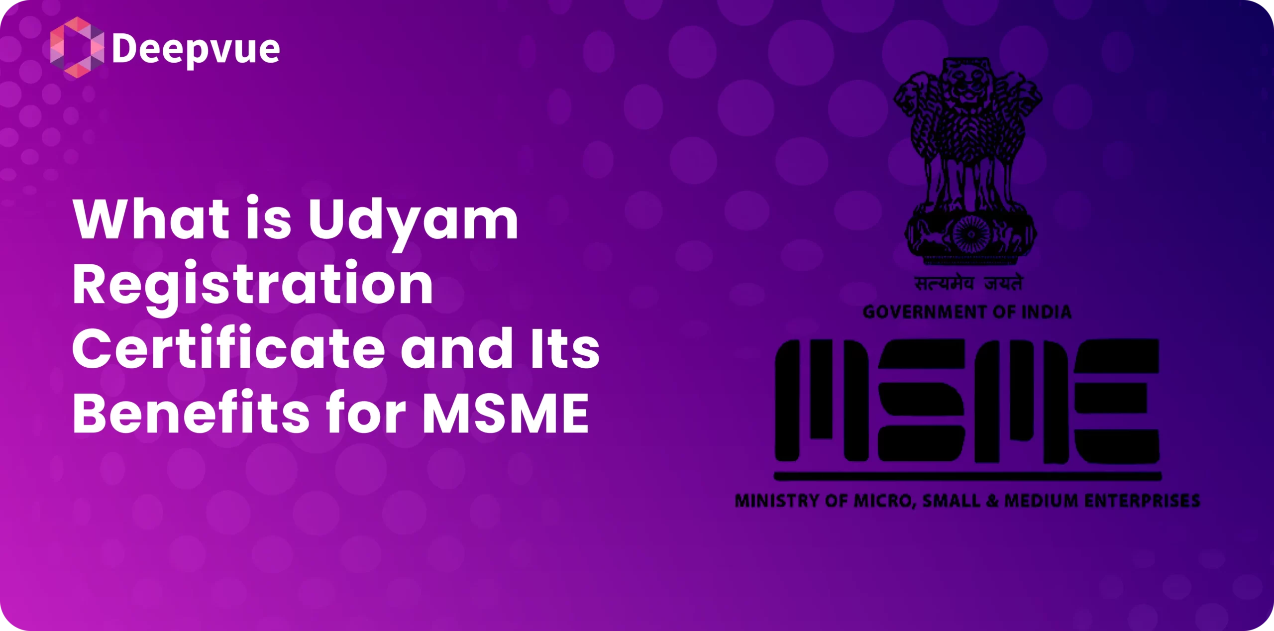 Purple graphic with text: "What is Udyam Registration Certificate and Its Benefits for MSME," featuring the Ministry of Micro, Small & Medium Enterprises logo.