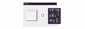 Illustration of a web interface with a data summary on the left and a dashboard displaying charts and graphs on the right.