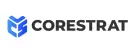 Logo for Corestrat with a blue geometric design on the left and the company name in bold black letters on the right.