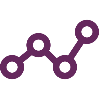 A purple line graph icon with four connected circular nodes forming an upward trend.